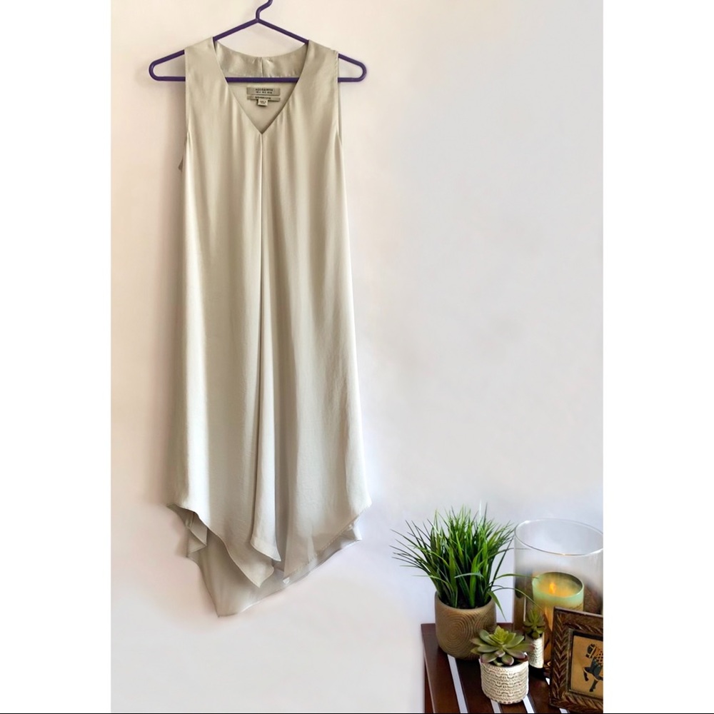 All Saints Satin ‘Blaze’ Dress in Silver White